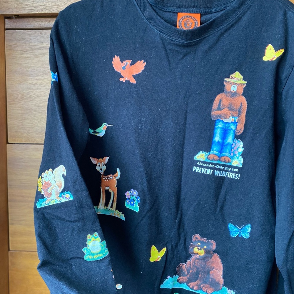 Teddy Fresh Unisex Smokey the Bear Long Sleeve Shirt - Size Small